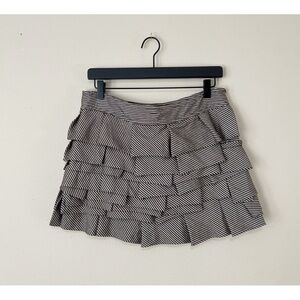 Sarah Striped Black and White Ruffle Mini Skirt